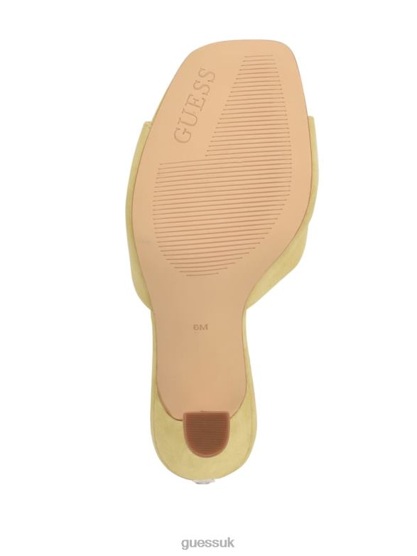 GUESS Women Hambree Suede Heeled Mules Yellow Footwear V28V63452