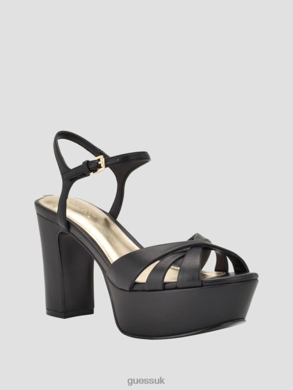 GUESS Women Haylo Crisscross Platform Block Heels Black Footwear V28V63388