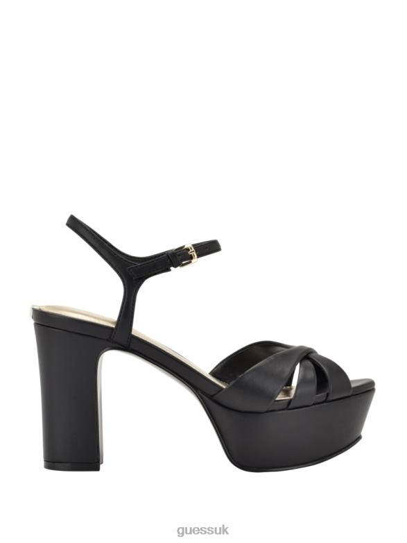 GUESS Women Haylo Crisscross Platform Block Heels Black Footwear V28V63388