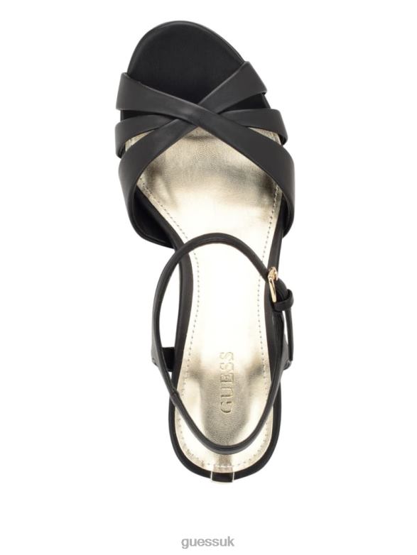 GUESS Women Haylo Crisscross Platform Block Heels Black Footwear V28V63388