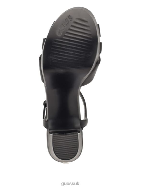 GUESS Women Haylo Crisscross Platform Block Heels Black Footwear V28V63388