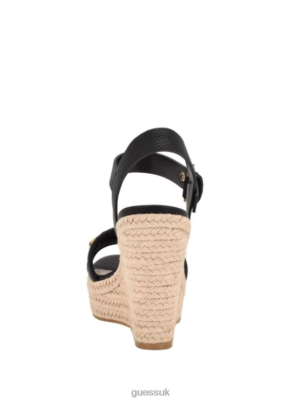 GUESS Women Hisley Wedge Sandals Black Footwear V28V63460