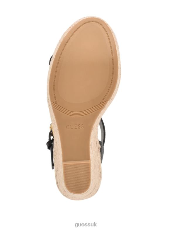 GUESS Women Hisley Wedge Sandals Black Footwear V28V63460