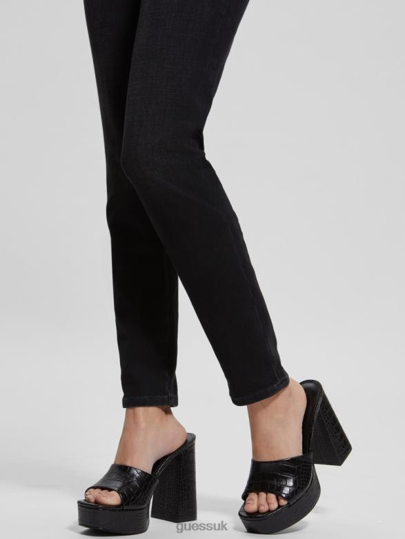 GUESS Women Jadah Crocodile-Embossed Platform Heels Black Footwear V28V63386