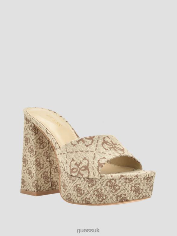 GUESS Women Jadah Logo Platform Heels Medium Brown Footwear V28V63385