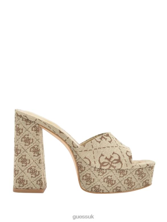 GUESS Women Jadah Logo Platform Heels Medium Brown Footwear V28V63385