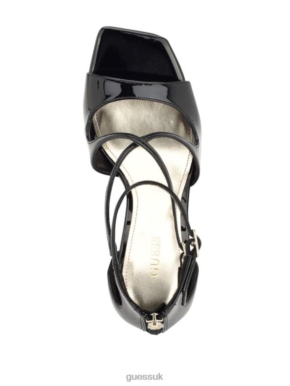 GUESS Women Sella Strappy Stiletto Heels Black Footwear V28V63392