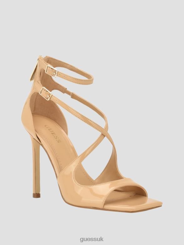 GUESS Women Sella Strappy Stiletto Heels Medium Natural 101 Footwear V28V63389
