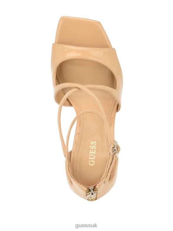 GUESS Women Sella Strappy Stiletto Heels Medium Natural 101 Footwear V28V63389