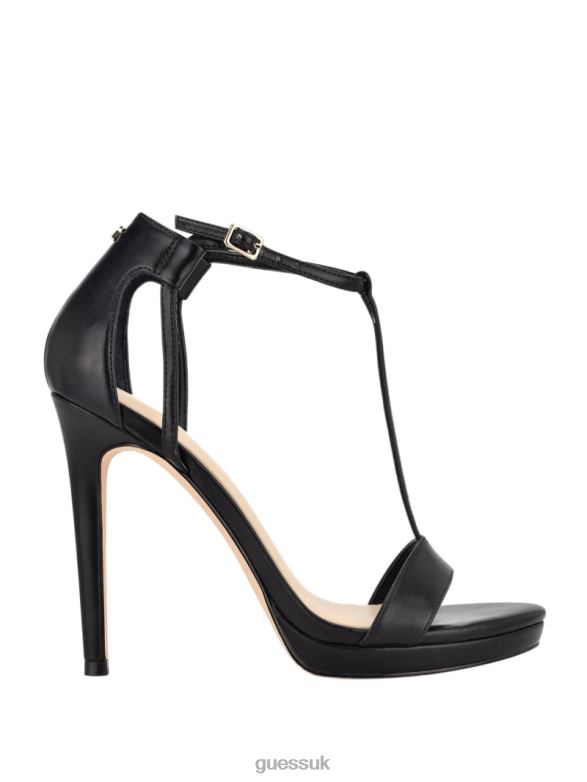 GUESS Women Tecru T-Strap Stilettos Black Patent Footwear V28V63491