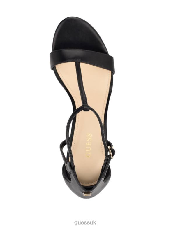 GUESS Women Tecru T-Strap Stilettos Black Patent Footwear V28V63491