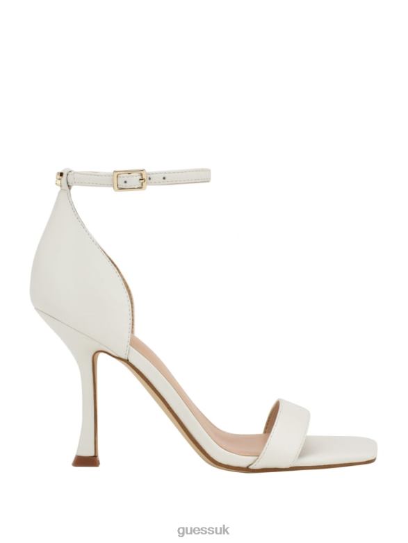GUESS Women Yael Leather Heels White Graffiti Footwear V28V63400