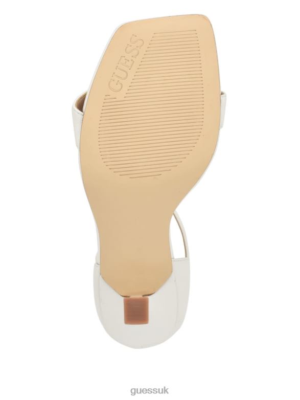 GUESS Women Yael Leather Heels White Graffiti Footwear V28V63400