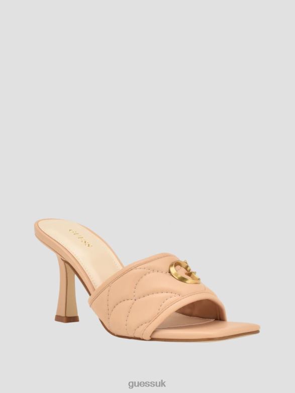 GUESS Women Yana G Logo Heeled Mules Light Natural 110 Footwear V28V63393