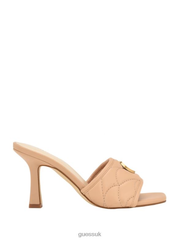 GUESS Women Yana G Logo Heeled Mules Light Natural 110 Footwear V28V63393