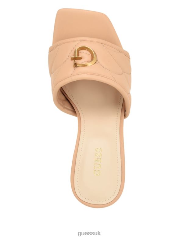 GUESS Women Yana G Logo Heeled Mules Light Natural 110 Footwear V28V63393