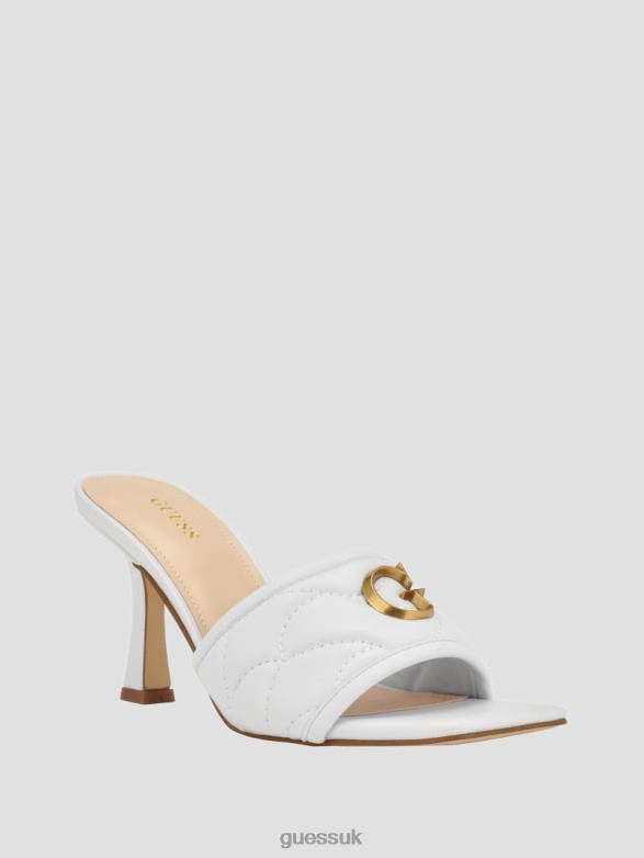 GUESS Women Yana G Logo Heeled Mules Wht Floral Footwear V28V63395