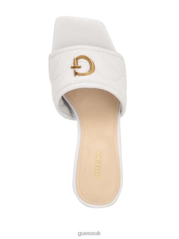 GUESS Women Yana G Logo Heeled Mules Wht Floral Footwear V28V63395