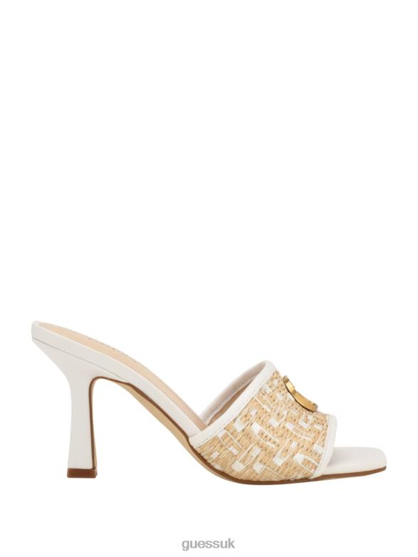 GUESS Women Yana Straw G Logo Heeled Mules Light Natural 110 Footwear V28V63394