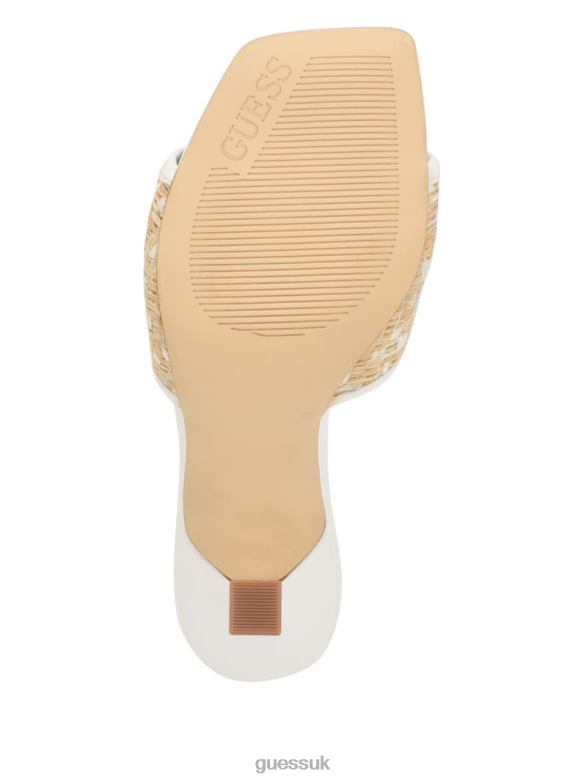GUESS Women Yana Straw G Logo Heeled Mules Light Natural 110 Footwear V28V63394