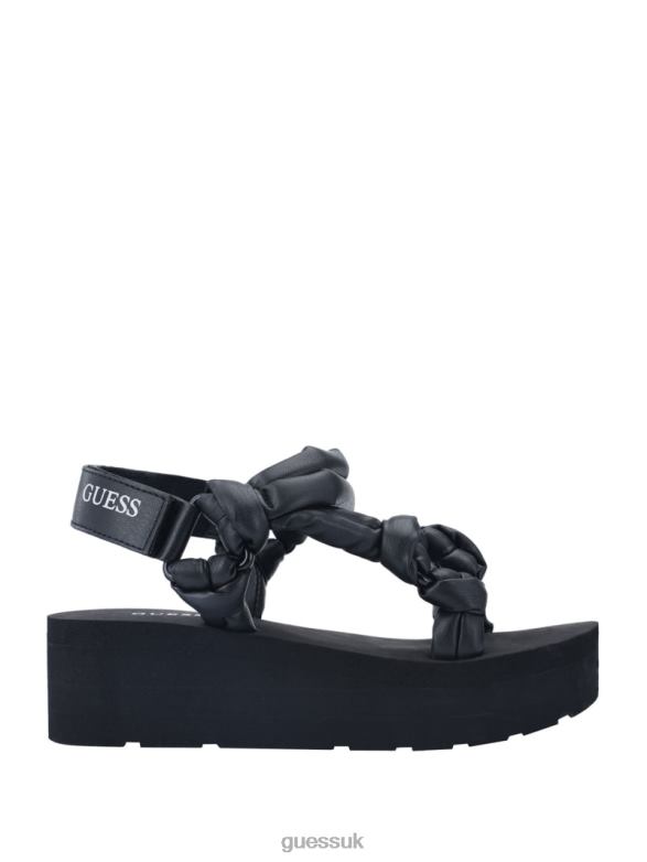 GUESS Women Albina Knotted Platform Sandals Black Footwear V28V63481