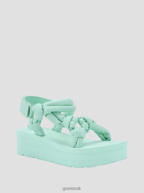 GUESS Women Albina Knotted Platform Sandals Denim Tie Dye Footwear V28V63482
