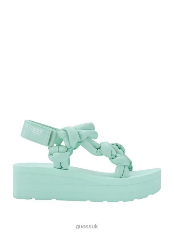 GUESS Women Albina Knotted Platform Sandals Denim Tie Dye Footwear V28V63482