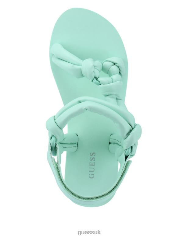 GUESS Women Albina Knotted Platform Sandals Denim Tie Dye Footwear V28V63482