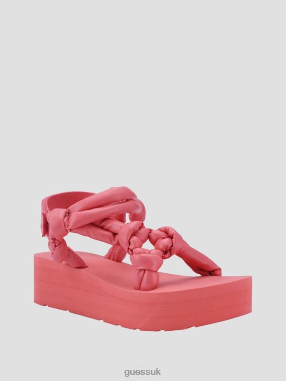 GUESS Women Albina Knotted Platform Sandals Medium Pink Footwear V28V63483