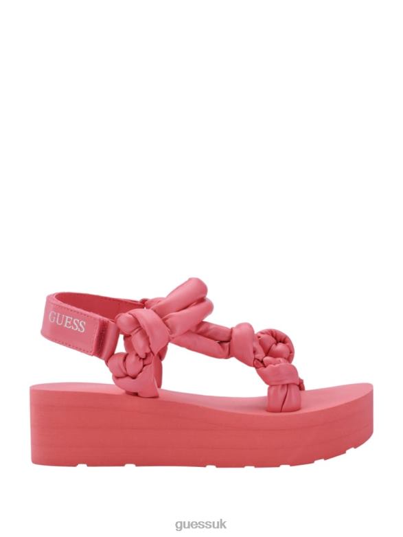 GUESS Women Albina Knotted Platform Sandals Medium Pink Footwear V28V63483