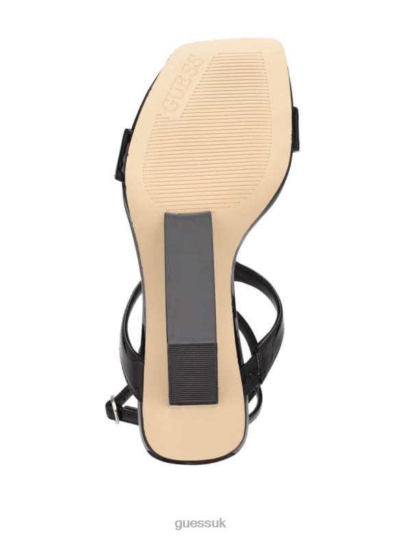 GUESS Women Bacio T-Strap Wedge Heels Black Footwear V28V63405