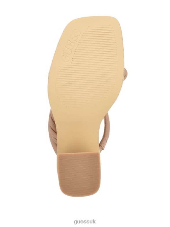 GUESS Women Barper Strappy Wooden Heel Sandals Light Natural 110 Footwear V28V63441