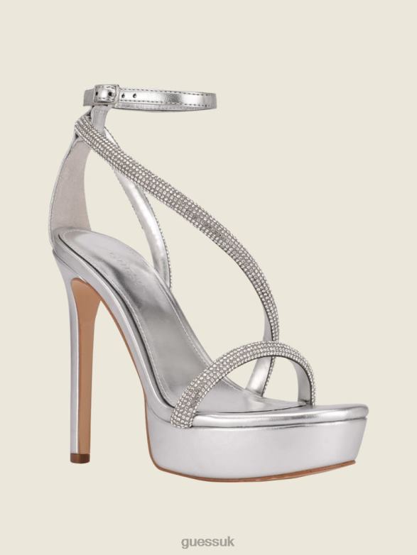 GUESS Women Casidee Rhinestone Platform Heels Stripe Red Touch Footwear V28V63485