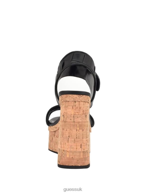GUESS Women Cataline Wedge Sandals Black Footwear V28V63477