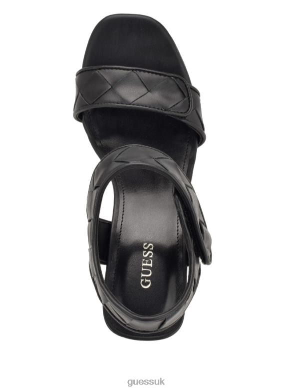 GUESS Women Cataline Wedge Sandals Black Footwear V28V63477