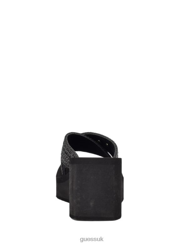 GUESS Women Danvi Braided Wedge Sandals Black Footwear V28V63467