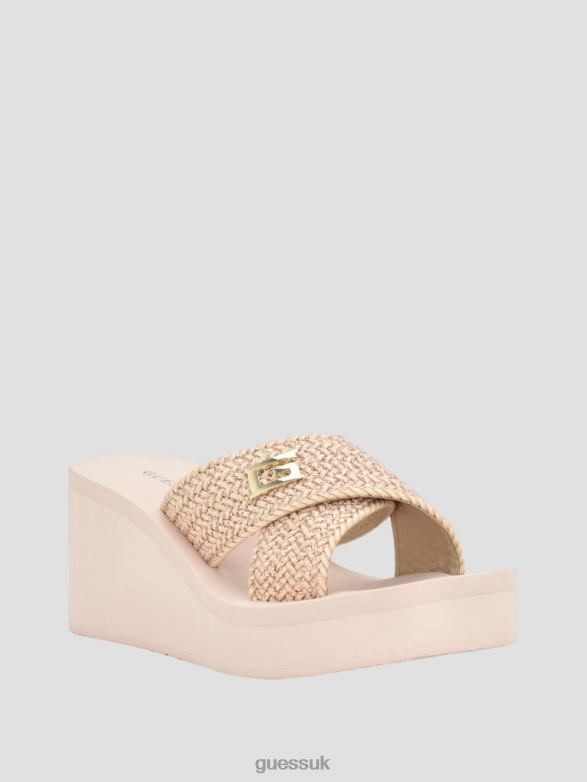 GUESS Women Danvi Braided Wedge Sandals Light Natural 110 Footwear V28V63466