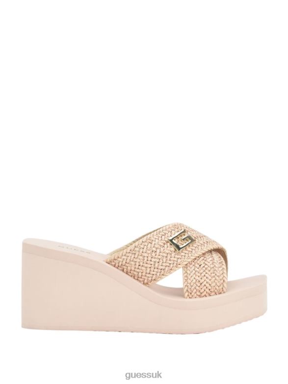GUESS Women Danvi Braided Wedge Sandals Light Natural 110 Footwear V28V63466