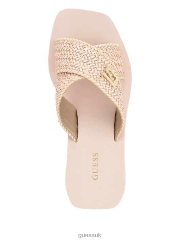 GUESS Women Danvi Braided Wedge Sandals Light Natural 110 Footwear V28V63466