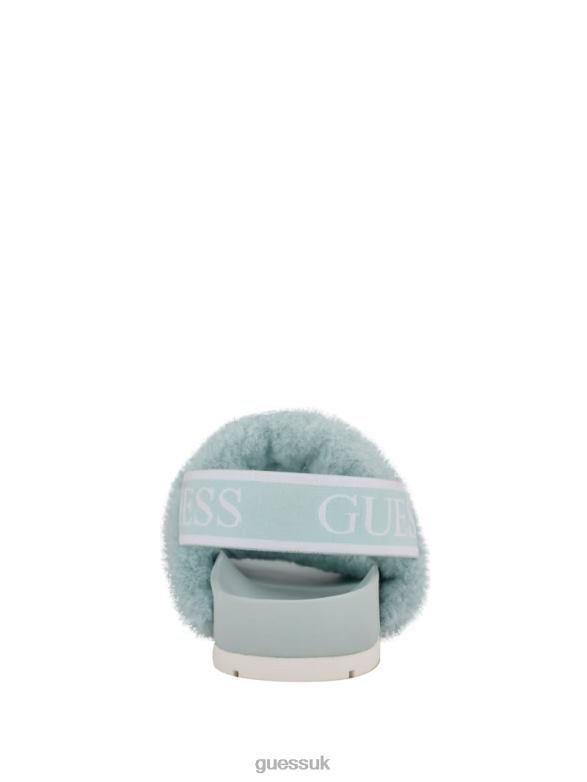 GUESS Women Fabin Faux-Fur Sandal Blue Footwear V28V63505