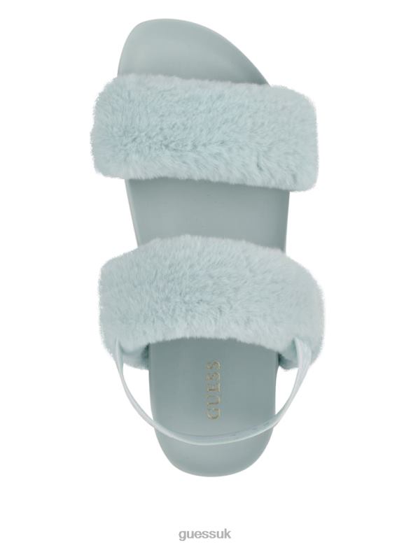 GUESS Women Fabin Faux-Fur Sandal Blue Footwear V28V63505
