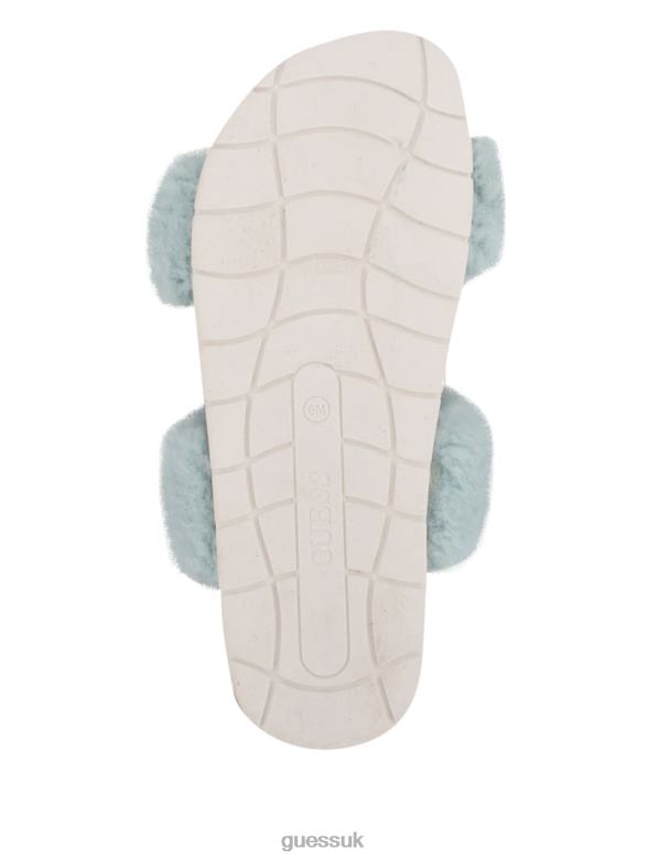 GUESS Women Fabin Faux-Fur Sandal Blue Footwear V28V63505