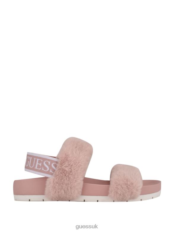 GUESS Women Fabin Faux-Fur Sandal Pink Footwear V28V63503