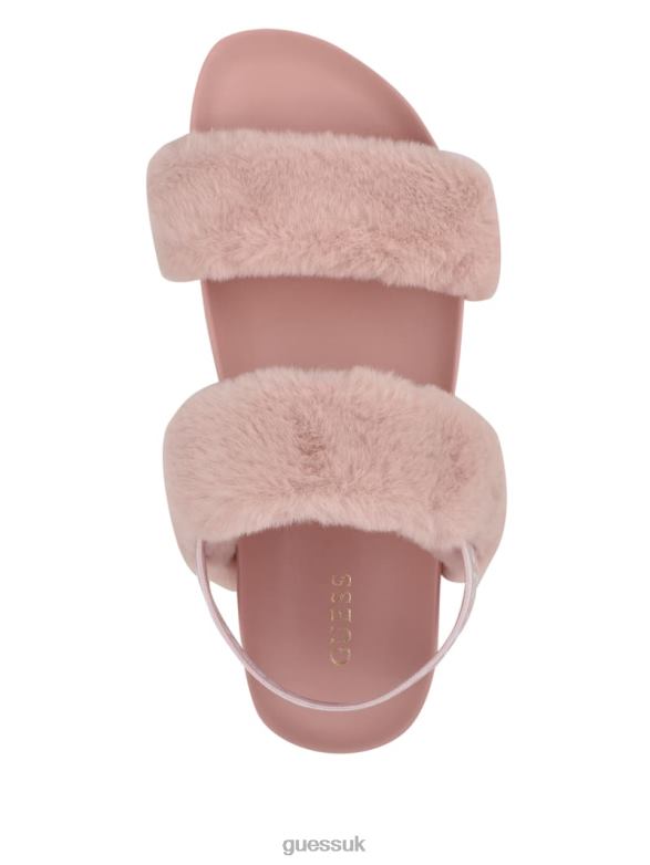 GUESS Women Fabin Faux-Fur Sandal Pink Footwear V28V63503