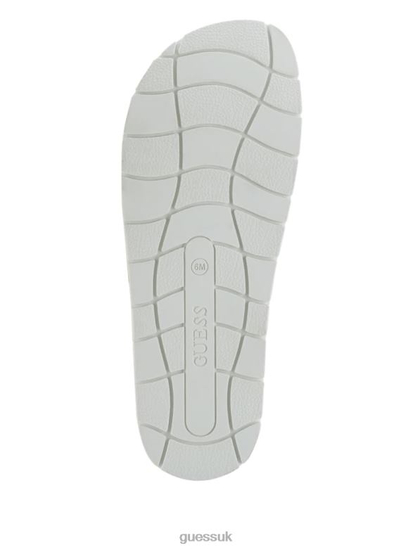 GUESS Women Felda Quilted Buckle Sandals White Footwear V28V63500