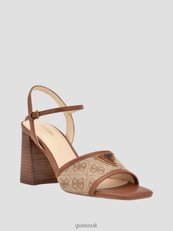GUESS Women Glaven Open-Toe Block Heels Medium Brown Footwear V28V63416