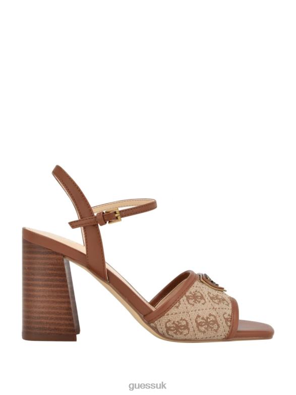 GUESS Women Glaven Open-Toe Block Heels Medium Brown Footwear V28V63416