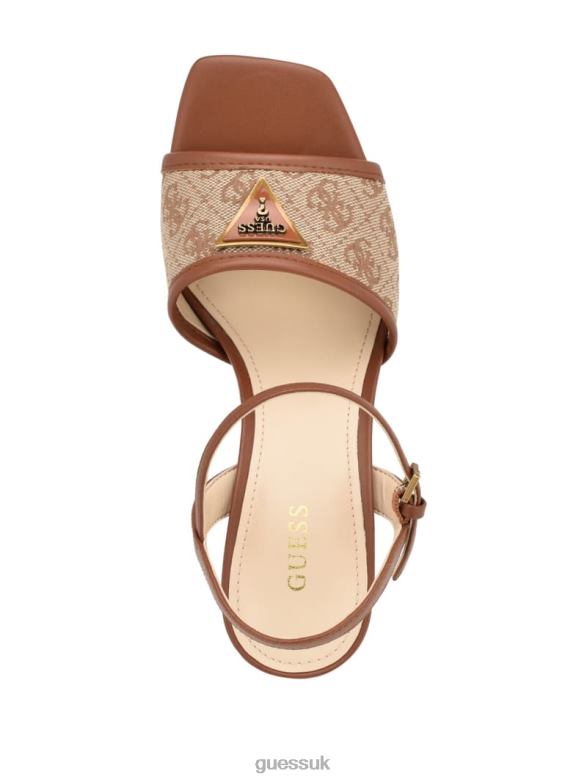 GUESS Women Glaven Open-Toe Block Heels Medium Brown Footwear V28V63416