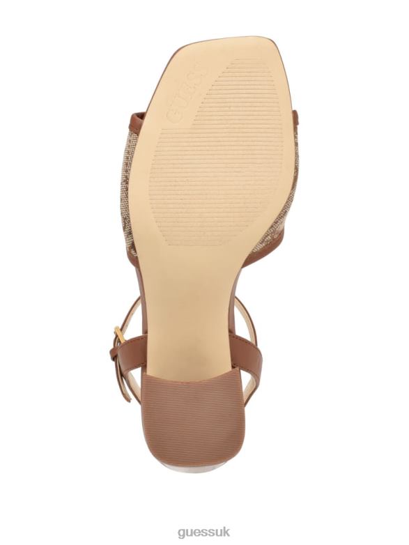 GUESS Women Glaven Open-Toe Block Heels Medium Brown Footwear V28V63416