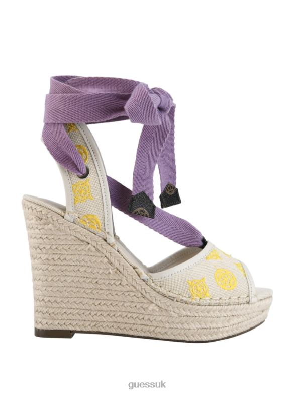 GUESS Women Halona Tie Espadrille Wedges Light Natural Footwear V28V63490